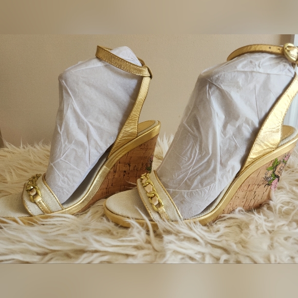 Coach Ellette Canvas Wedge Heels Size 10B - Picture 1 of 5